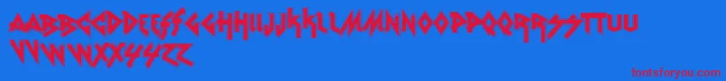 VtksRudeMetalShadow Font – Red Fonts on Blue Background