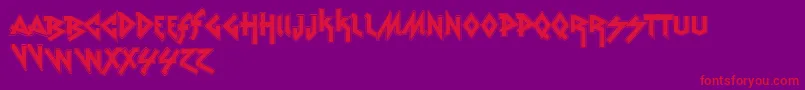 VtksRudeMetalShadow Font – Red Fonts on Purple Background