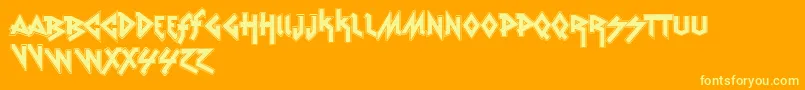 Fonte VtksRudeMetalShadow – fontes amarelas em um fundo laranja