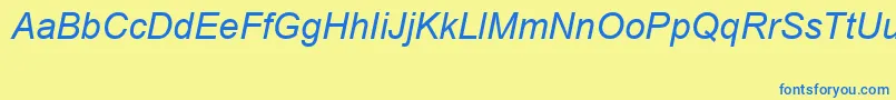 ArialSpecialG1Italic-Schriftart – Blaue Schriften auf gelbem Hintergrund
