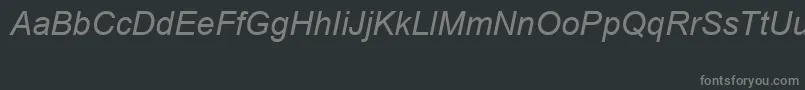 ArialSpecialG1Italic-fontti – harmaat kirjasimet mustalla taustalla