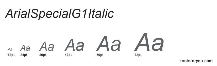 Размеры шрифта ArialSpecialG1Italic