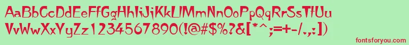 TempuraRegular Font – Red Fonts on Green Background