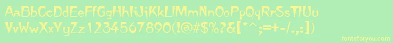 TempuraRegular Font – Yellow Fonts on Green Background
