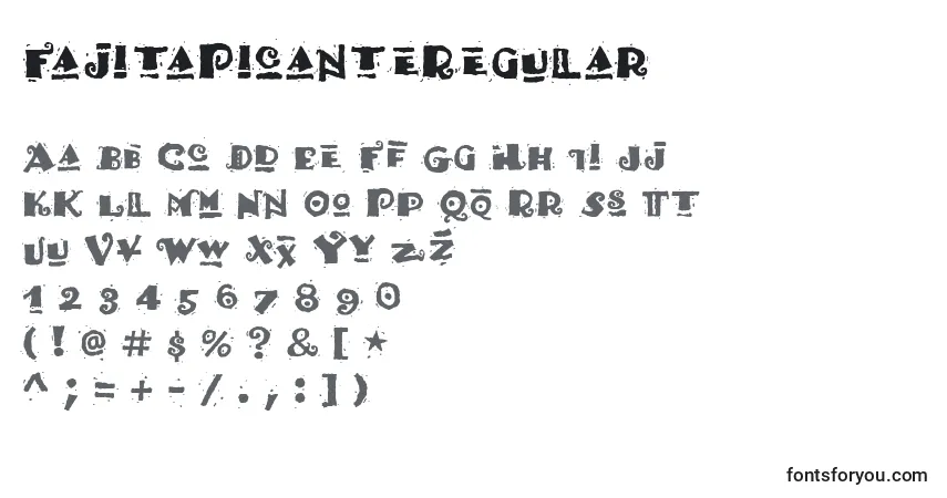 A fonte FajitaPicanteRegular – alfabeto, números, caracteres especiais