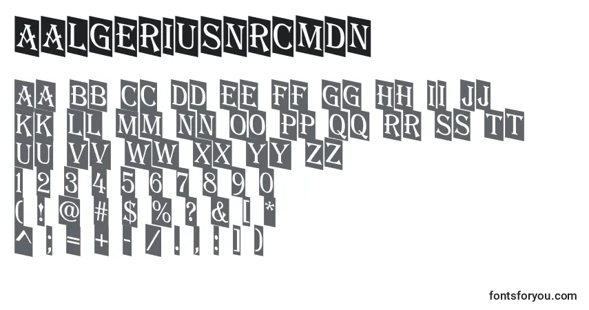 Czcionka AAlgeriusnrcmdn – alfabet, cyfry, specjalne znaki