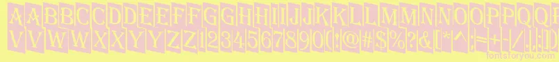 AAlgeriusnrcmdn-fontti – vaaleanpunaiset fontit keltaisella taustalla