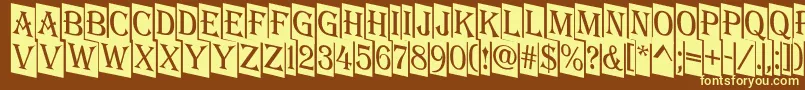 AAlgeriusnrcmdn-fontti – keltaiset fontit ruskealla taustalla