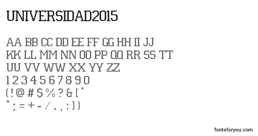 A fonte Universidad2015 – alfabeto, números, caracteres especiais