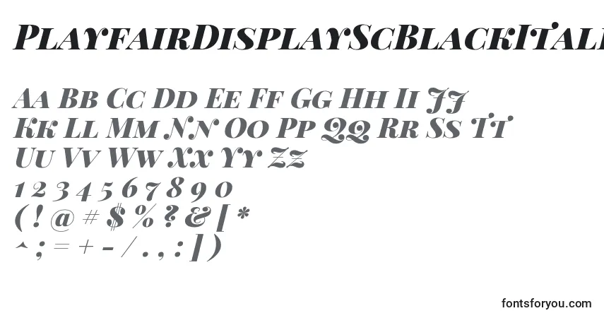 Schriftart PlayfairDisplayScBlackItalic – Alphabet, Zahlen, spezielle Symbole