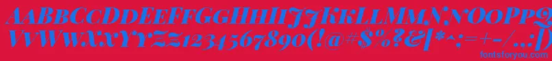 Czcionka PlayfairDisplayScBlackItalic – niebieskie czcionki na czerwonym tle