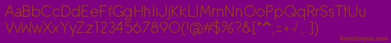 Fonte MobileSans – fontes marrons em um fundo roxo