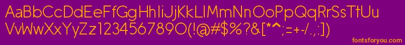 MobileSans-Schriftart – Orangefarbene Schriften auf violettem Hintergrund
