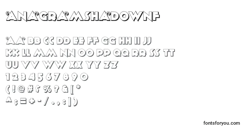 Anagramshadownf-fontti – aakkoset, numerot, erikoismerkit