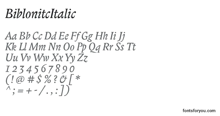 BiblonitcItalic Font – alphabet, numbers, special characters