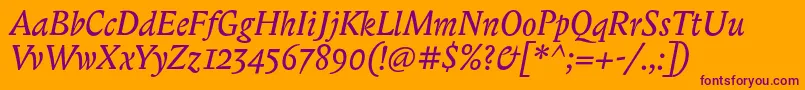 BiblonitcItalic Font – Purple Fonts on Orange Background