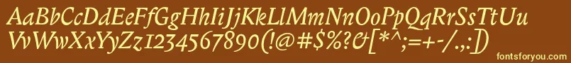BiblonitcItalic Font – Yellow Fonts on Brown Background