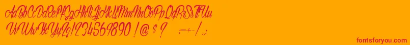 AuthenticHilton-Schriftart – Rote Schriften auf orangefarbenem Hintergrund