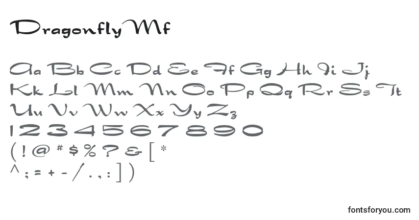 A fonte DragonflyMf – alfabeto, números, caracteres especiais