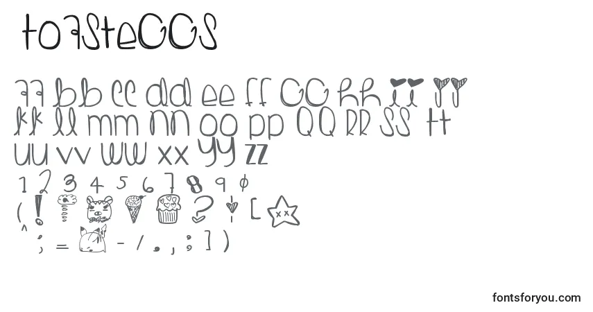 A fonte Toasteggs – alfabeto, números, caracteres especiais