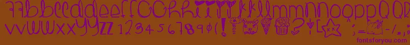 Lisätietoja Toasteggs-fontista Toasteggs-fontti – violetit fontit ruskealla taustalla