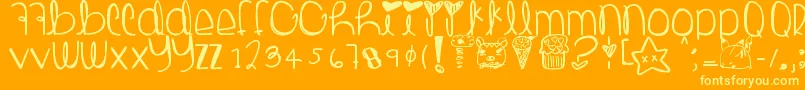Lisätietoja Toasteggs-fontista Toasteggs-fontti – keltaiset fontit oranssilla taustalla