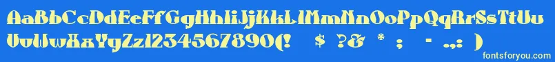 Auntbertha Font – Yellow Fonts on Blue Background