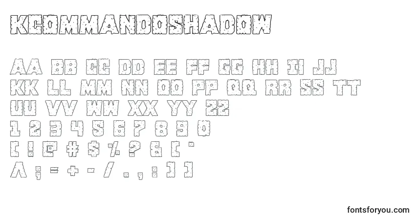 Kcommandoshadow-fontti – aakkoset, numerot, erikoismerkit