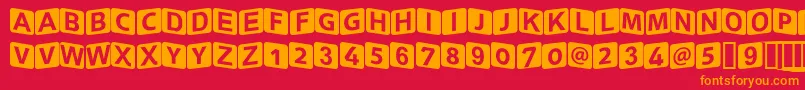 Squareki-Schriftart – Orangefarbene Schriften auf rotem Hintergrund