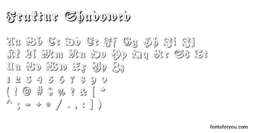 Czcionka Fraktur Shadowed – alfabet, cyfry, specjalne znaki