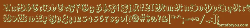 Fraktur Shadowed Font – Green Fonts on Brown Background