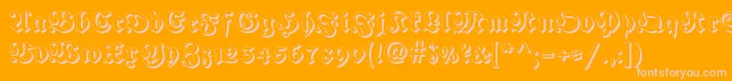 Fraktur Shadowed-Schriftart – Rosa Schriften auf orangefarbenem Hintergrund
