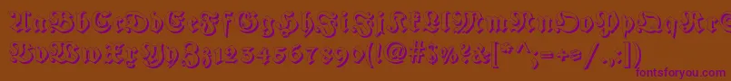 Fraktur Shadowed-Schriftart – Violette Schriften auf braunem Hintergrund