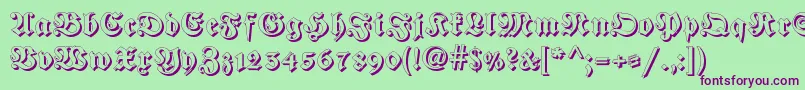 Fraktur Shadowed Font – Purple Fonts on Green Background