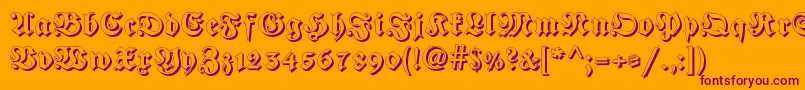Fraktur Shadowed-Schriftart – Violette Schriften auf orangefarbenem Hintergrund