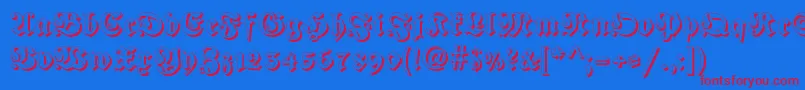 Fraktur Shadowed-Schriftart – Rote Schriften auf blauem Hintergrund