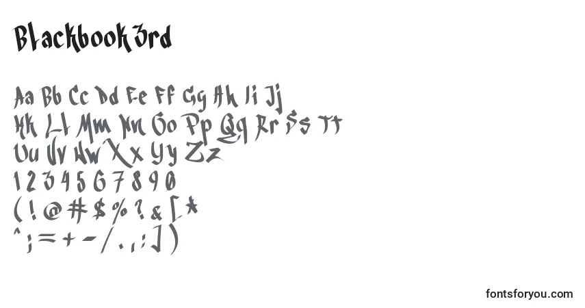 Schriftart Blackbook3rd – Alphabet, Zahlen, spezielle Symbole