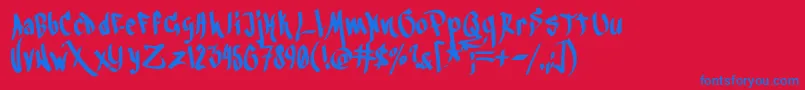 フォントBlackbook3rd – 赤い背景に青い文字