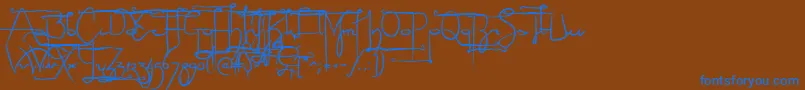 Sculptorshand-Schriftart – Blaue Schriften auf braunem Hintergrund