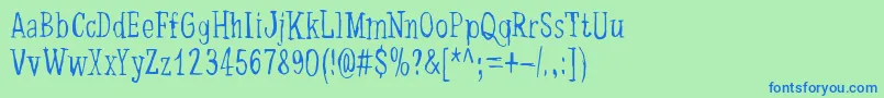 Шрифт DancingBarefoot – синие шрифты на зелёном фоне
