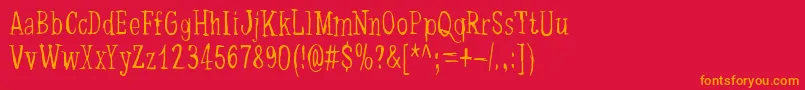 フォントDancingBarefoot – 赤い背景にオレンジの文字