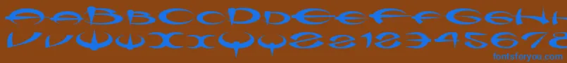 Myquerdd Font – Blue Fonts on Brown Background