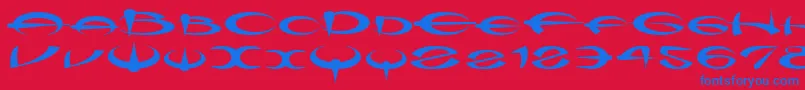 Myquerdd Font – Blue Fonts on Red Background