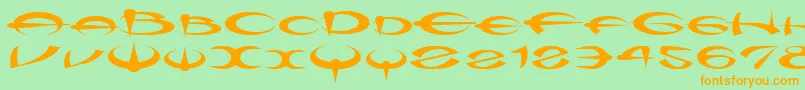 Czcionka Myquerdd – pomarańczowe czcionki na zielonym tle