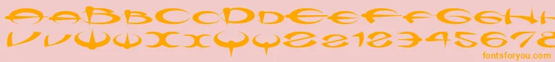 フォントMyquerdd – オレンジの文字がピンクの背景にあります。
