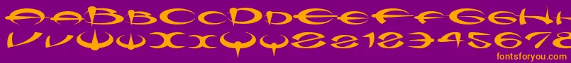 Myquerdd-fontti – oranssit fontit violetilla taustalla