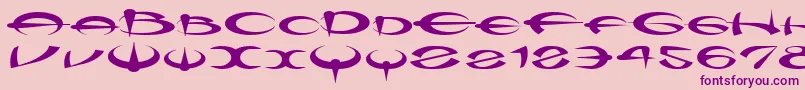 Fonte Myquerdd – fontes roxas em um fundo rosa