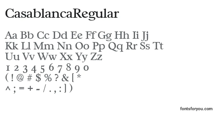 Шрифт CasablancaRegular – алфавит, цифры, специальные символы