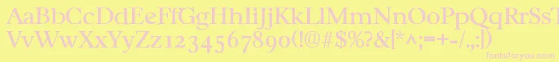 CasablancaRegular-fontti – vaaleanpunaiset fontit keltaisella taustalla