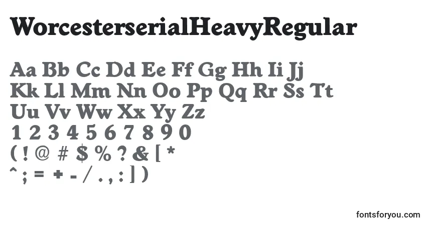 Czcionka WorcesterserialHeavyRegular – alfabet, cyfry, specjalne znaki
